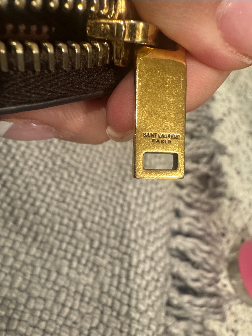 Saint Laurent Brown Wallet with Gold Monogram Zip - Picture 6 of 13